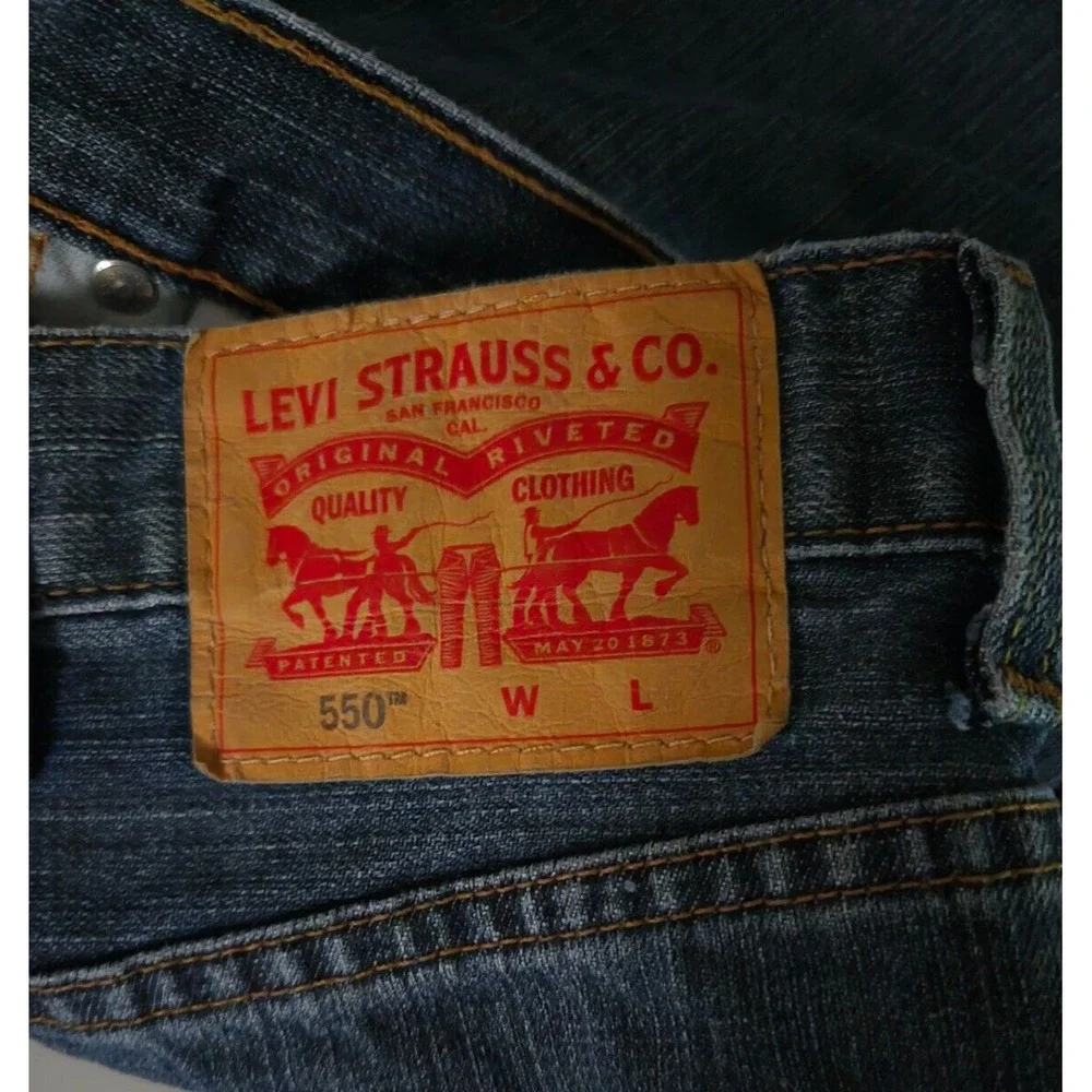 Levi's 550 Relaxed Fit Straight Blue Denim Jeans Rugged Mens‎ Sz 42 x 29